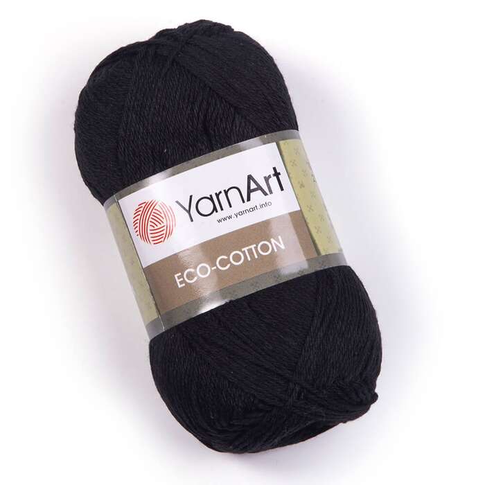 צמר כותנה מהממם איקו כותון YARNART-ECO-COTTON-לסריגת בובות ובגדים -בצבע שחור 761