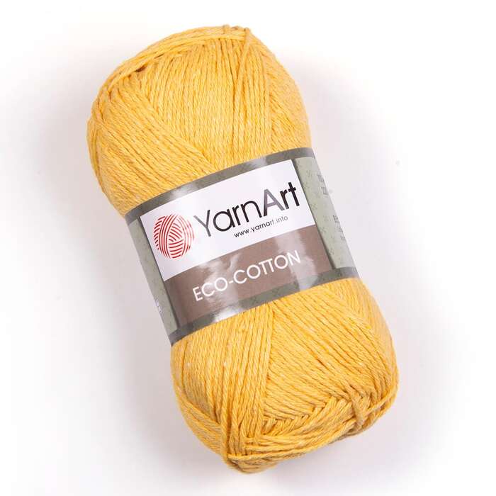 צמר כותנה מהממם איקו כותון YARNART-ECO-COTTON-לסריגת בובות ובגדים -בצבע צהוב 764