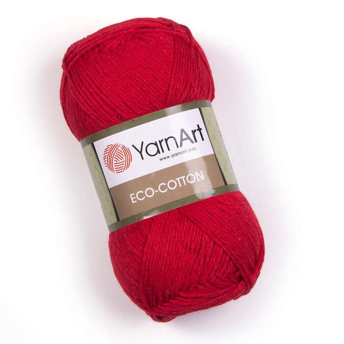צמר כותנה מהממם איקו כותון YARNART-ECO-COTTON-לסריגת בובות ובגדים -בצבע אדום 769