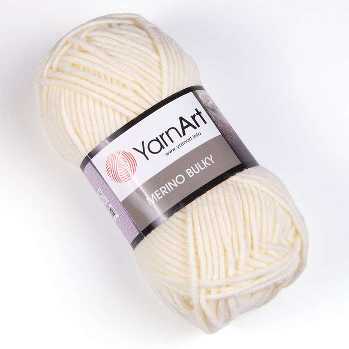 צמר מרינו- MERINO BULKY צמר עבה עם 25% צמר אמיתי בצבע שמנת (502)