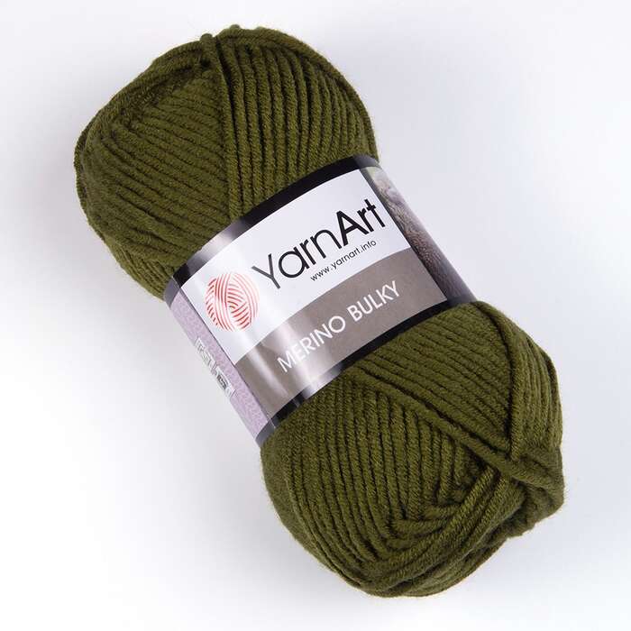 צמר מרינו- MERINO BULKY צמר עבה עם 25% צמר אמיתי בצבע-ירוק זית (530)