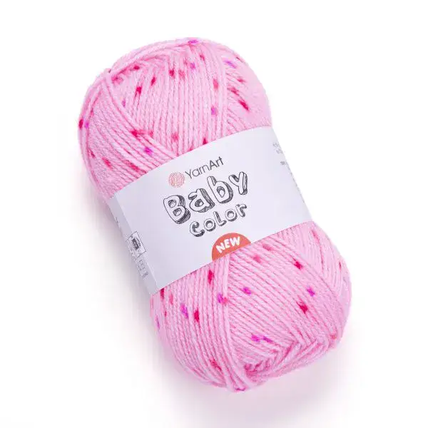 YARNART-BABY- צמר לסריגה לתינוקות בייבי-במבצע בצבע-ורוד נקודות 211
