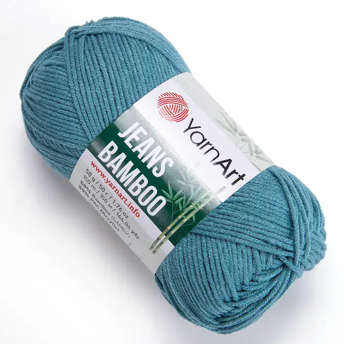 YARNART-JEANS-BAMBOO-חוט סריגה קייצי- ג'ינס במבו' 50% במבוק- בצבע תכלת טורכיז 121