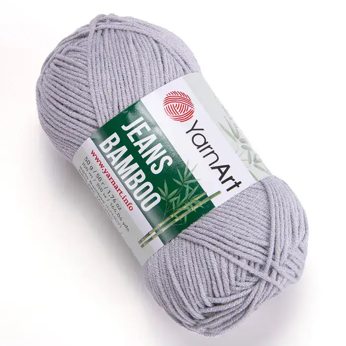YARNART-JEANS-BAMBOO-חוט סריגה קייצי- ג'ינס במבו' 50% במבוק- בצבע אפור 127