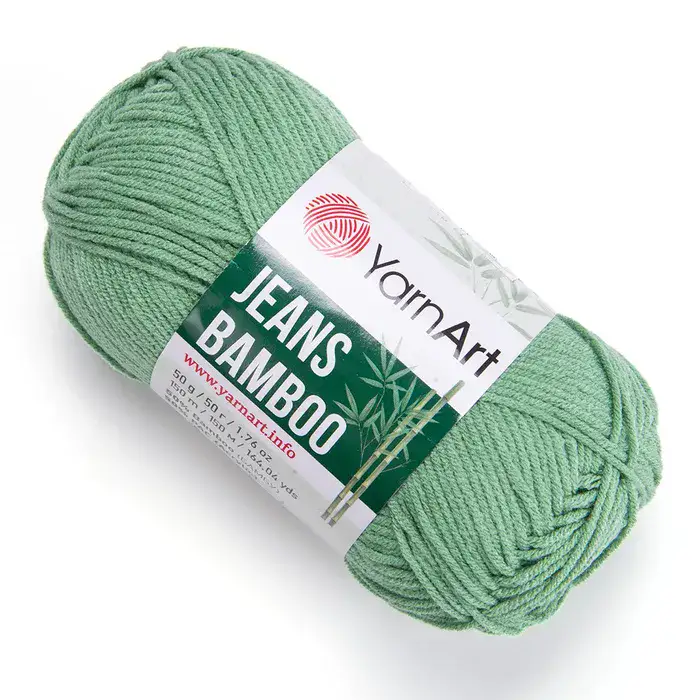 YARNART-JEANS-BAMBOO-חוט סריגה קייצי- ג'ינס במבו' 50% במבוק- בצבע ירוק 138