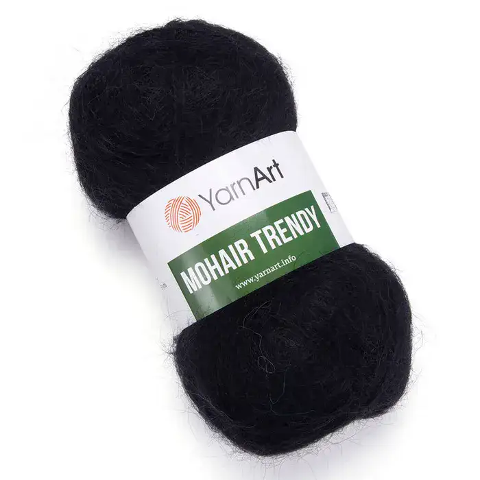 YARNART-MOHAIR-TRENDY-חוט סריגה עם 50% אנגורה-צבע שחור 102