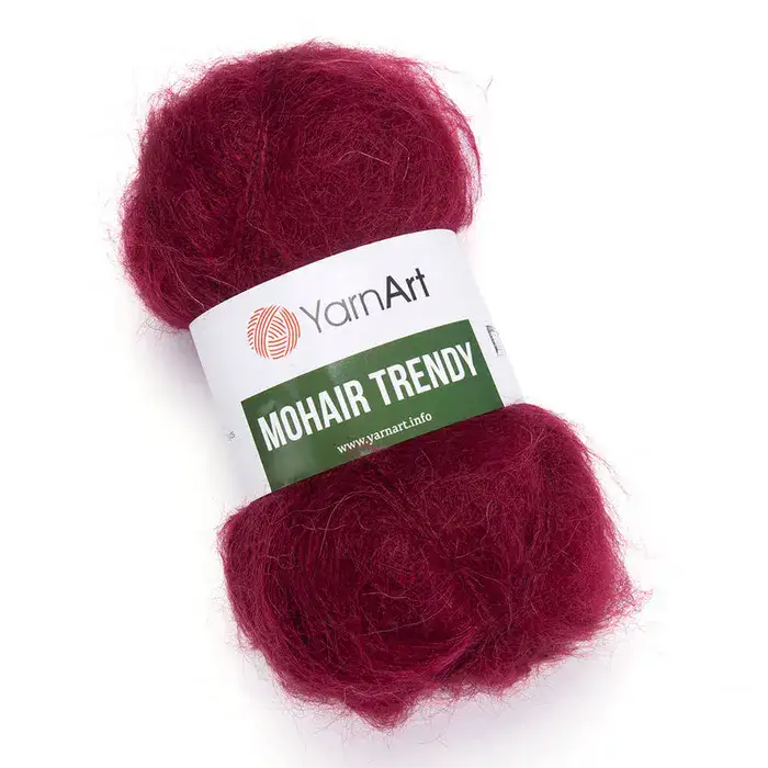 YARNART-MOHAIR-TRENDY-חוט סריגה עם 50% אנגורה-צבע בורדו 109
