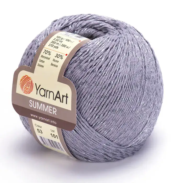 YARNART-SUMMER-חוט צמר לסריגת בגדי קיץ- אפור כסף 53