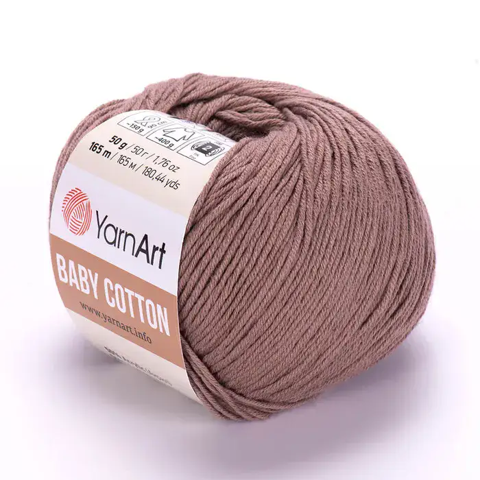 YARNART-BABY-COTTON-חוט סריגה רך ונעים 50% כותנה חום- 407