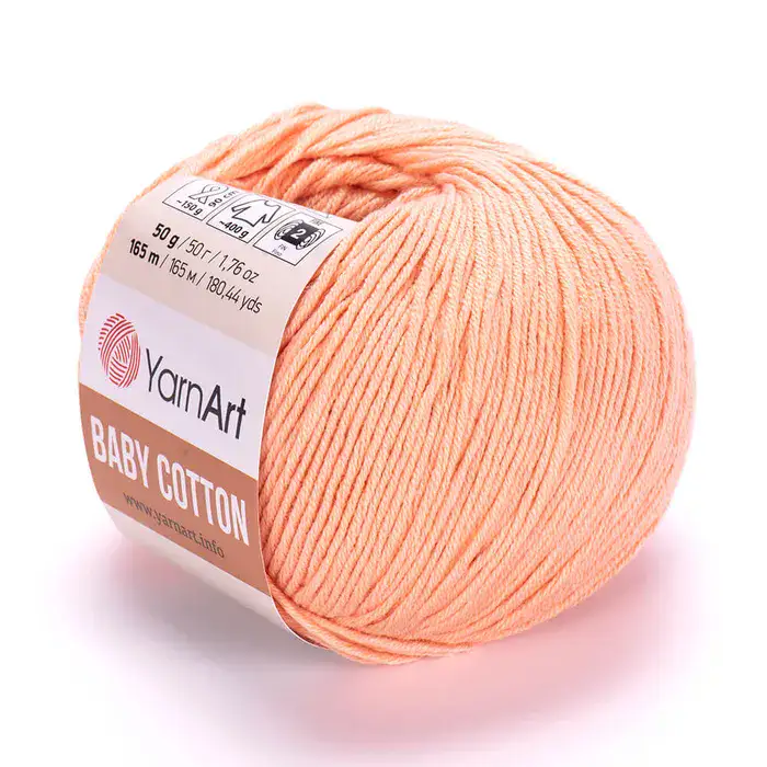 YARNART-BABY-COTTON-חוט סריגה רך ונעים 50% כותנה אפרסק- 412