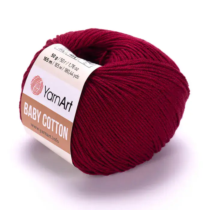 YARNART-BABY-COTTON-חוט סריגה רך ונעים 50% כותנה בורדו- 428
