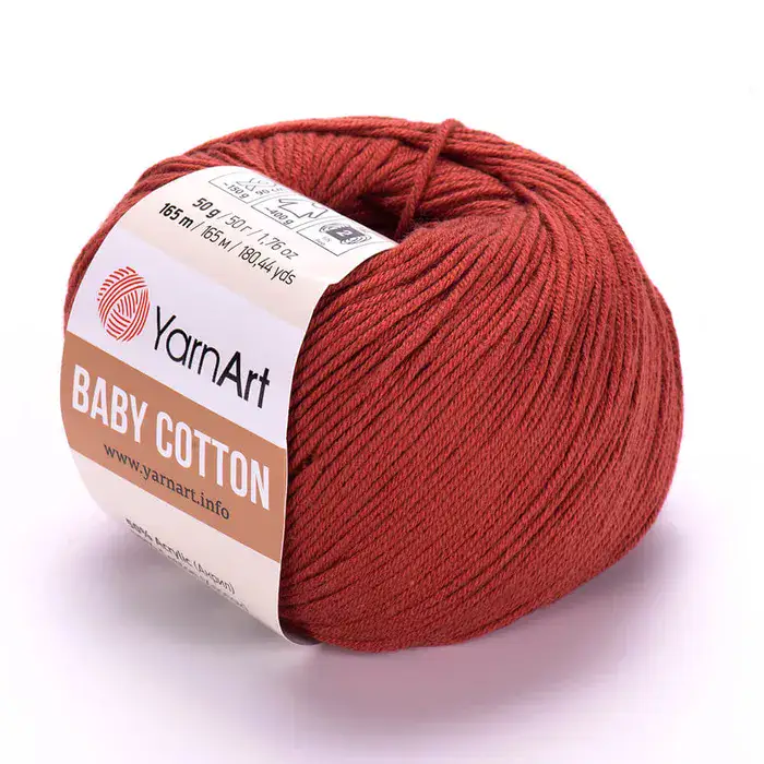 YARNART-BABY-COTTON-חוט סריגה רך ונעים 50% כותנה חמרה אדום- 429
