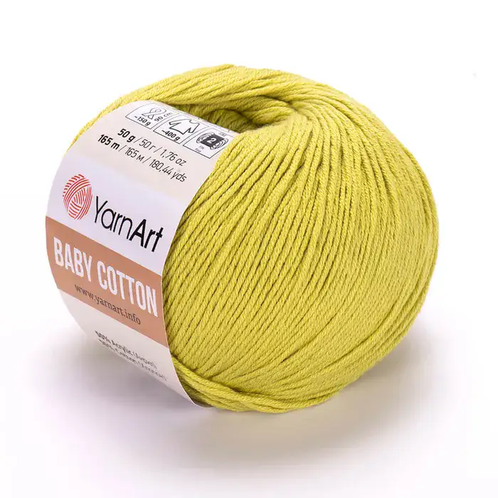 YARNART-BABY-COTTON-חוט סריגה רך ונעים 50% כותנה צהוב/ירוק- 436