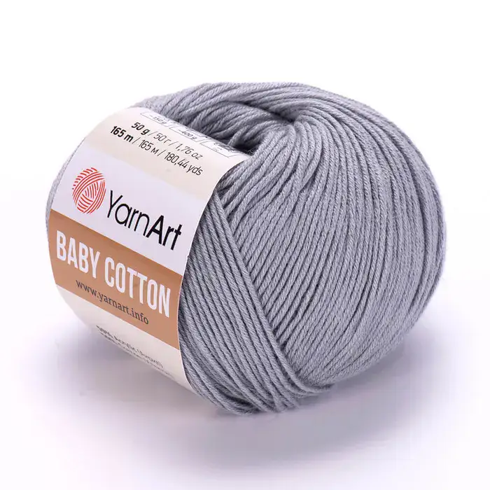 YARNART-BABY-COTTON-חוט סריגה רך ונעים 50% כותנה אפור- 452