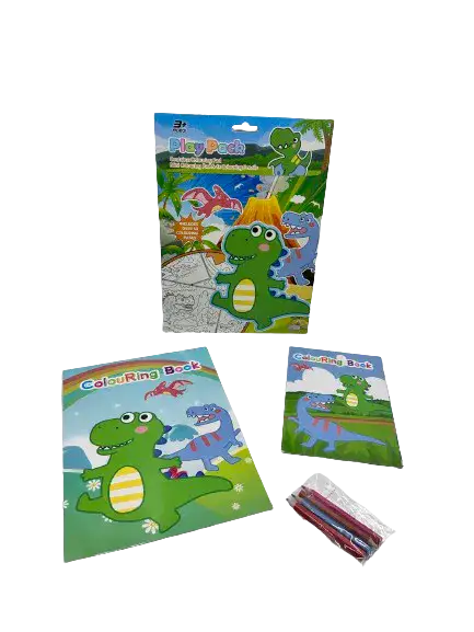 ערכת צביעה - 2 חוברות צביעה וצבעי עפרון- דינוזאורים