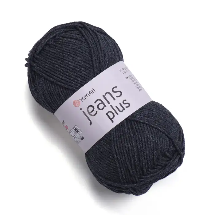 צמר ג'ינס פלוס JEANS-PLUS- צמר לקיץ ומיוחד לסריגת בובות עם 55% כותנה בצבע-אפור שחור 28
