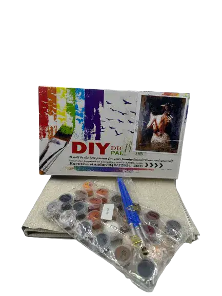 צביעה במספרים על בד קנווס ללא מסגרת כ40X50 -במבצע חיסול-בחורה