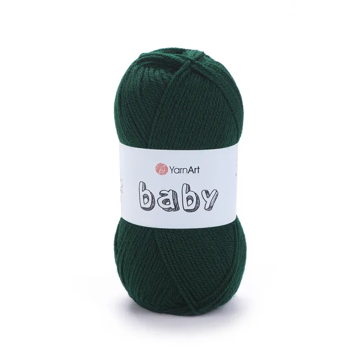 YARNART-BABY- צמר לסריגה לתינוקות בייבי-במבצע בצבע- ירוק בקבוק 590