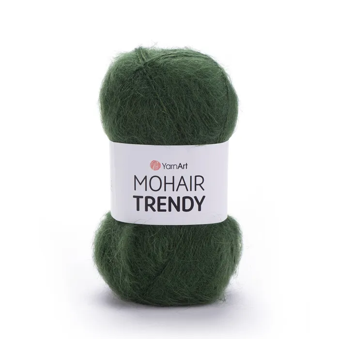 YARNART-MOHAIR-TRENDY-חוט סריגה עם 50% אנגורה- צבע ירוק 111