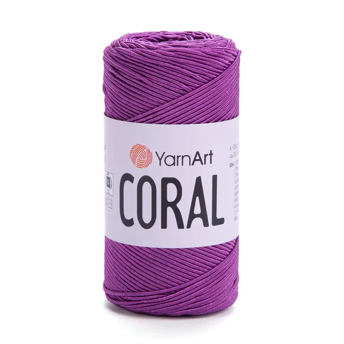 חוט סריגה קורלYARNART-CORAL לסריגת תיקים, רנרים ומפות בצבע- סגול 1906