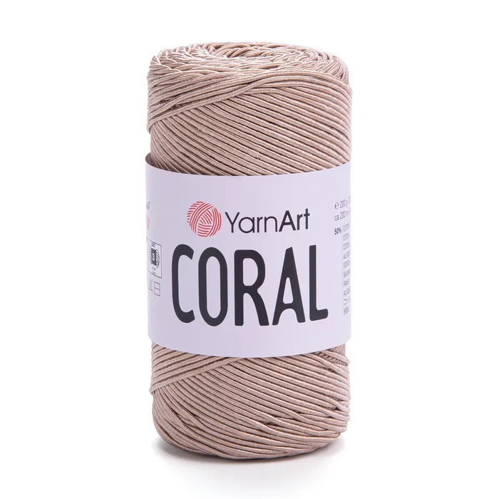 חוט סריגה קורלYARNART-CORAL לסריגת תיקים, רנרים ומפות בצבע- טבעי 1914