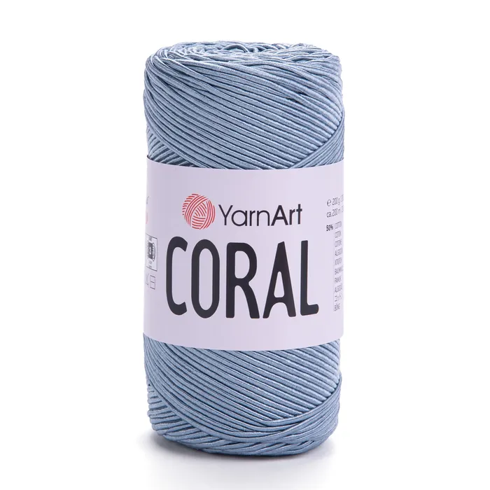 חוט סריגה קורלYARNART-CORAL לסריגת תיקים, רנרים ומפות בצבע- תכלת 1916