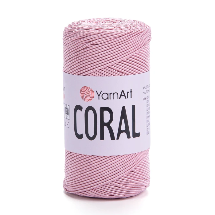 חוט סריגה קורלYARNART-CORAL לסריגת תיקים, רנרים ומפות בצבע- ורוד 1915