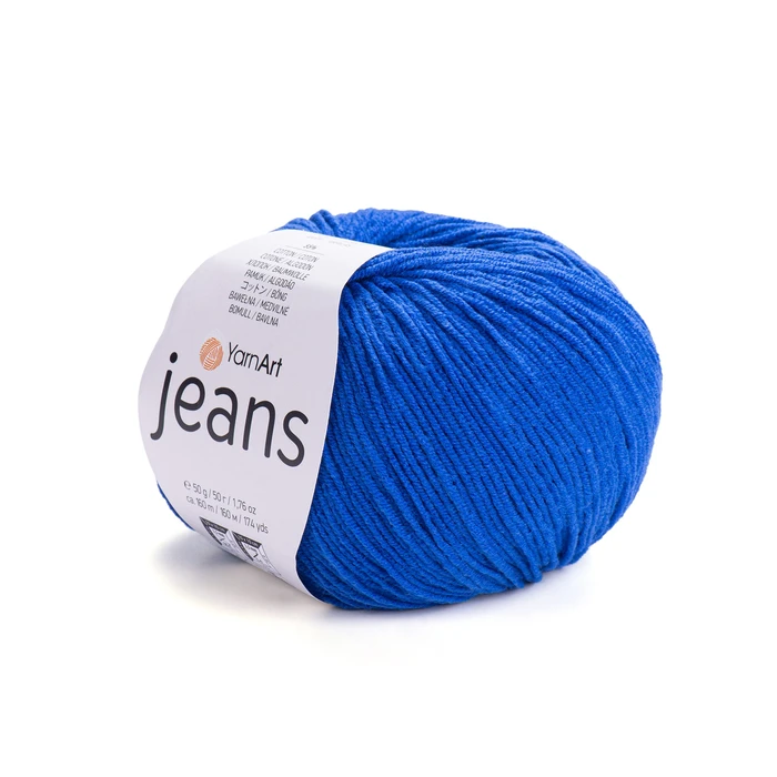 YARNART-JEANS-חוט סריגה קייצי ג'ינס מתאים במיוחד לבובות ובגדי קייץ- 55% כותנה (47) כחול