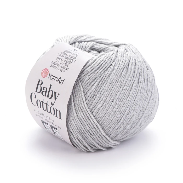 YARNART-BABY-COTTON-חוט סריגה רך ונעים 50% כותנה (451) אפור