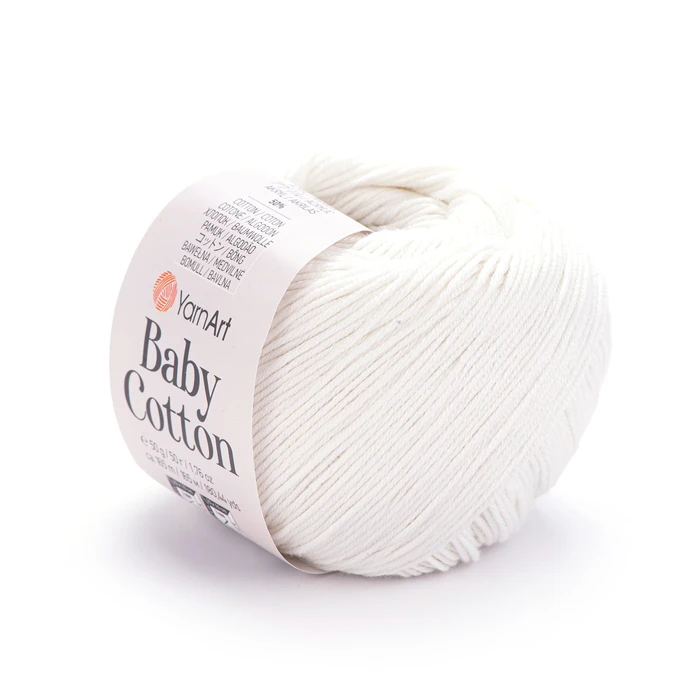 YARNART-BABY-COTTON-חוט סריגה רך ונעים 50% כותנה -401 לבן שמנת