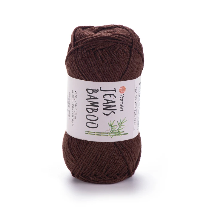 YARNART-JEANS-BAMBOO-חוט סריגה קייצי- ג'ינס במבו' 50% במבוק- בצבע חום 134