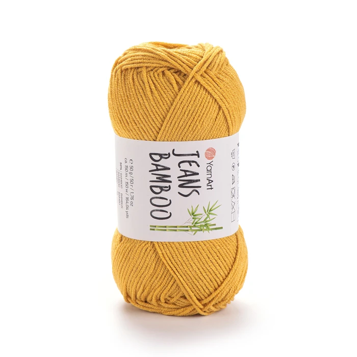 YARNART-JEANS-BAMBOO-חוט סריגה קייצי- ג'ינס במבו' 50% במבוק- בצבע צהוב 107