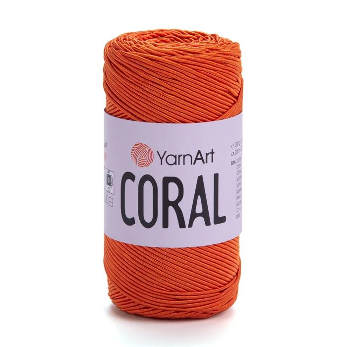 חוט סריגה קורלYARNART-CORAL לסריגת תיקים, רנרים ומפות בצבע-כתום 1908