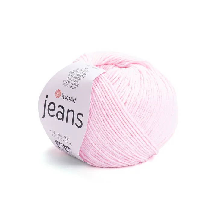 YARNART-JEANS-חוט סריגה קייצי ג'ינס מתאים במיוחד לבובות ובגדי קייץ- 55% כותנה (74) ורוד