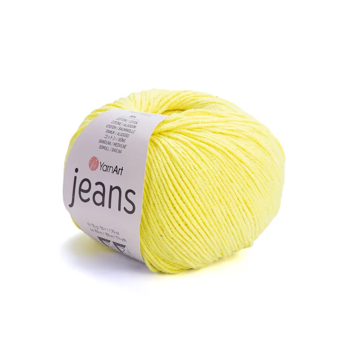YARNART-JEANS-חוט סריגה קייצי ג'ינס מתאים במיוחד לבובות ובגדי קייץ- 55% כותנה (58) צהוב