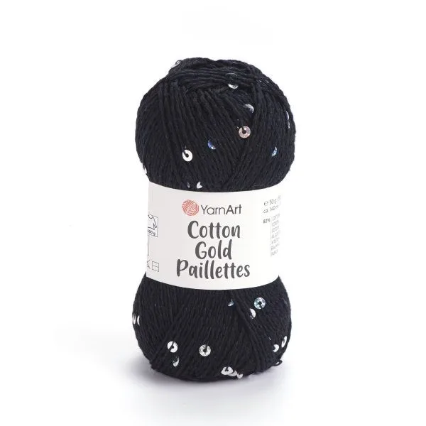 7101Cotton Gold Paillettes- חוט כותנה עם פייטים בצבע- שחור 7101