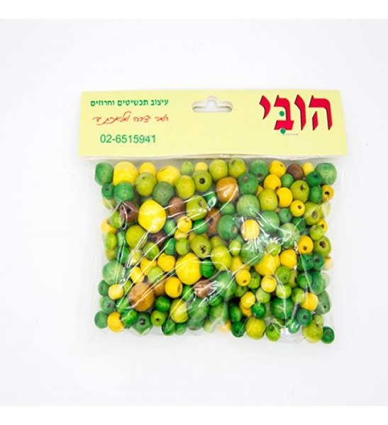 חרוזים ליצירה מעץ בגדלים שונים גווני ירוק- במבצע