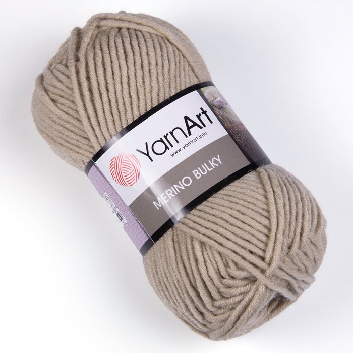 צמר מרינו -MERINO BULKY צמר עבה עם 25% צמר אמיתי בצבע- חאקי-(33)
