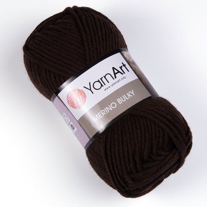 צמר מרינו -MERINO BULKY צמר עבה עם 25% צמר אמיתי בצבע- חום-(116)