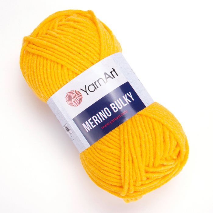 צמר מרינו -MERINO BULKY צמר עבה עם 25% צמר אמיתי בצבע-צהוב-(586)