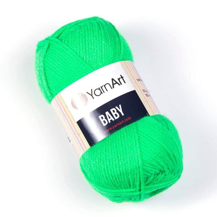 YARNART-BABY- צמר לתינוקות בייבי-במבצע- 8233 ירוק זוהר