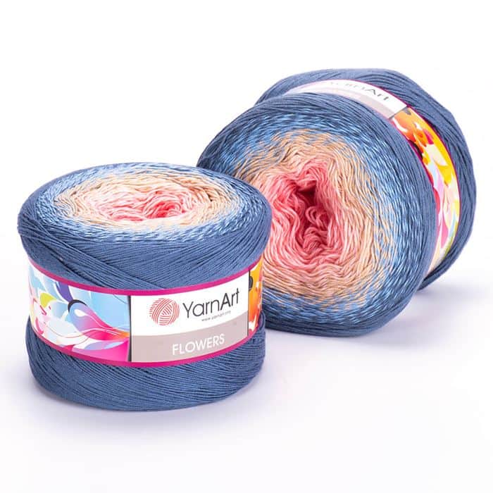 צמר לסריגה קייק מתחלף 55% כותנה-YARNART-FLOWERS- צבע -262