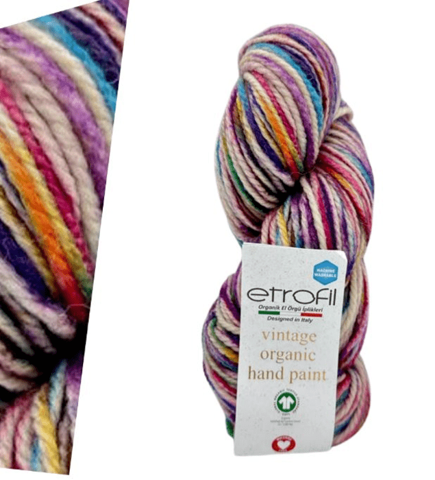 100% צמר מתחלף בגוונים-VINTAGE ORGANIC PRINT-צבעוני 708