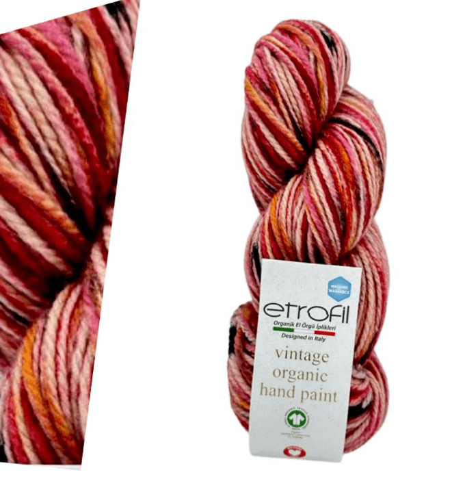 100% צמר מתחלף בגוונים-VINTAGE ORGANIC PRINT-אדומים 710