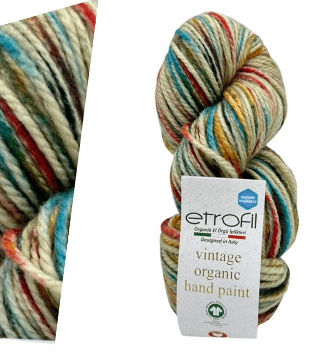 100% צמר מתחלף בגוונים-VINTAGE ORGANIC PRINT-צבעוני 707