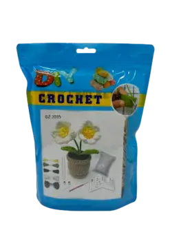 ערכת סריגה מושלמת להכנת עציץ פרחים- חרצית