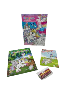 ערכת צביעה - 2 חוברות צביעה וצבעי עפרון- חד קרן