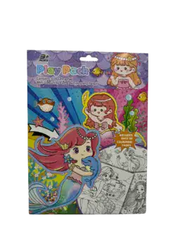 ערכת צביעה - 2 חוברות צביעה וצבעי עפרון- בנות הים