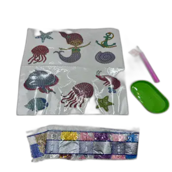 עבודות שיבוץ יהלומים- הכנת מדבקות יהלומים 10 יחידות- חיות הים