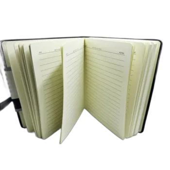 מחברת A5 דמוי עור שחור- שורות